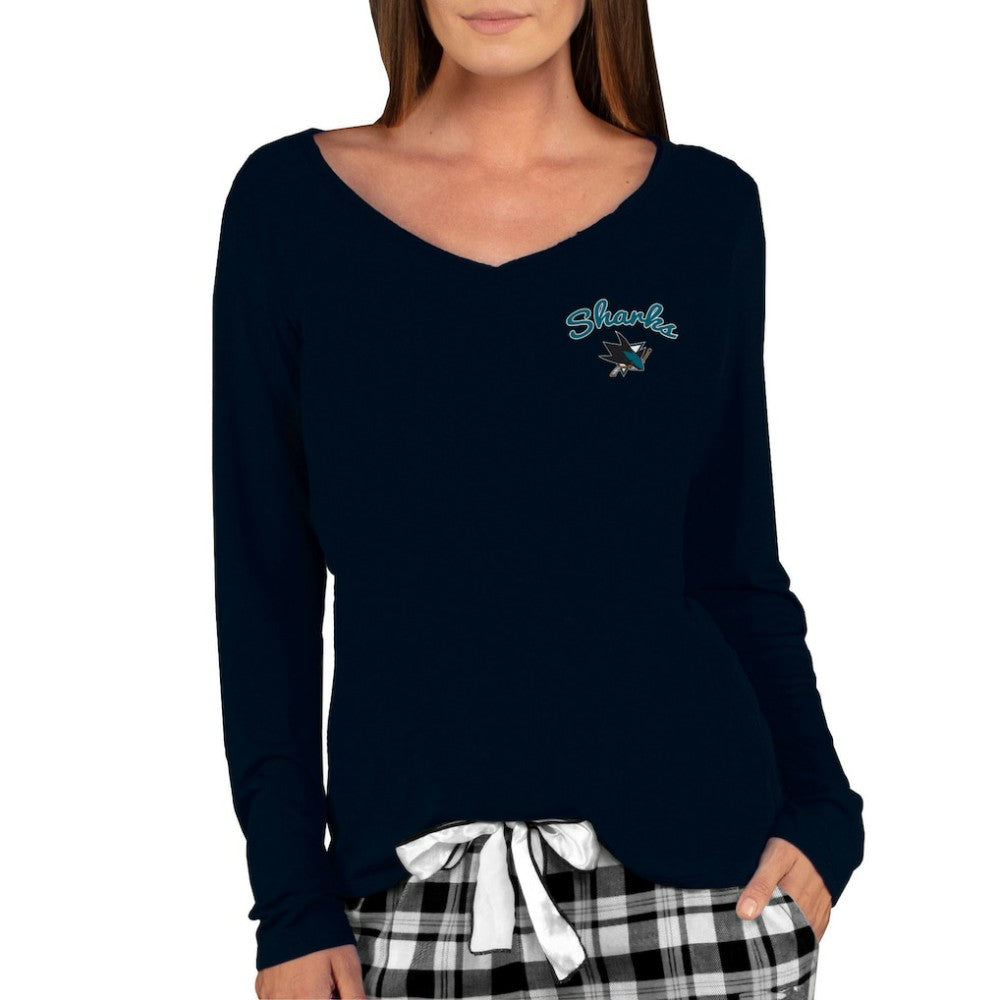 San Jose Sharks Concepts Sport Women's Marathon Knit Long Sleeve V-Neck Top - Black - NHL