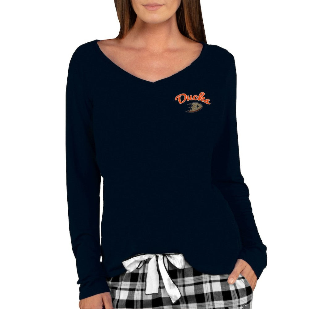 Anaheim Ducks Concepts Sport Women's Marathon Knit Long Sleeve V-Neck Top - Black - NHL