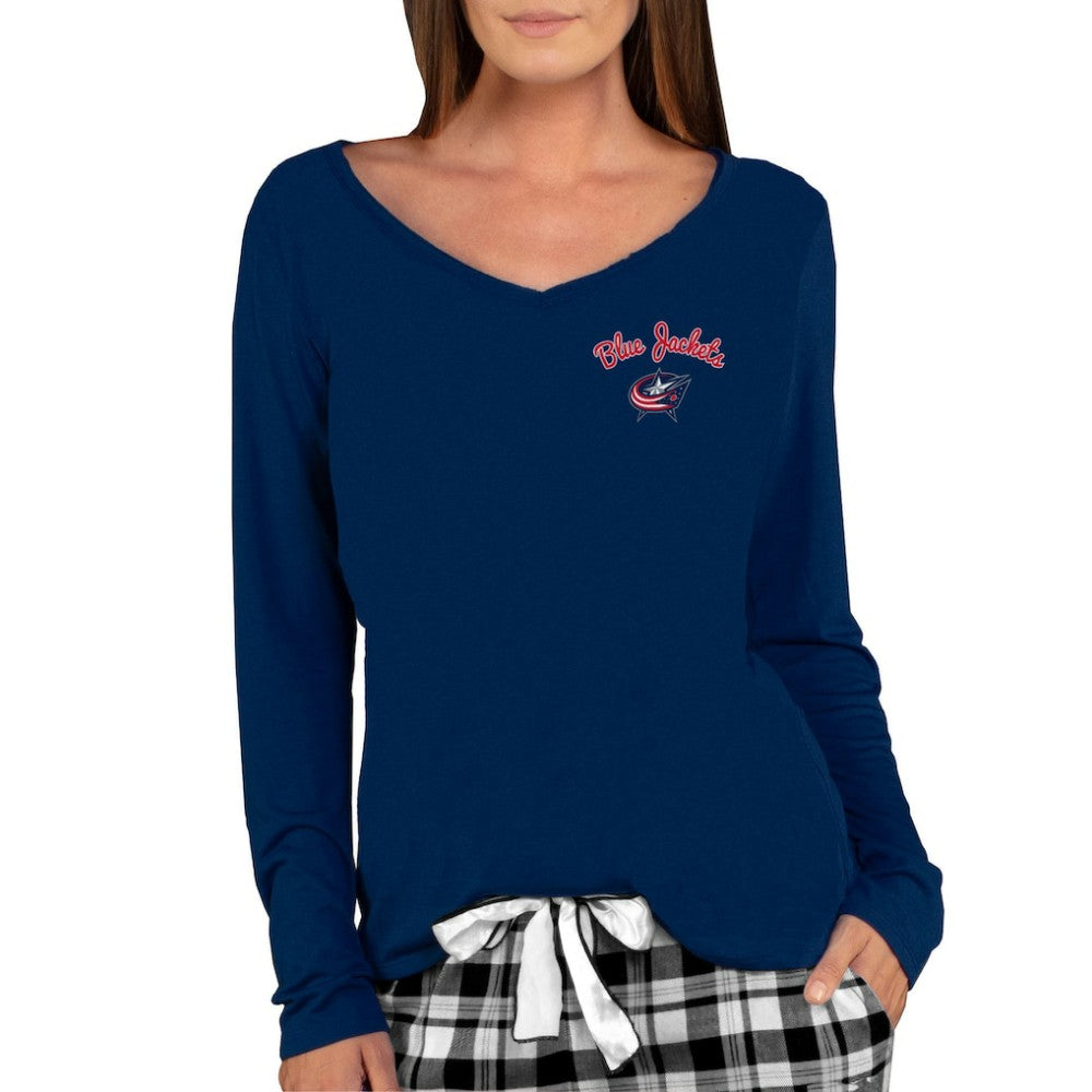 Columbus Blue Jackets Concepts Sport Women's Marathon Knit Long Sleeve V-Neck Top - Navy - NHL