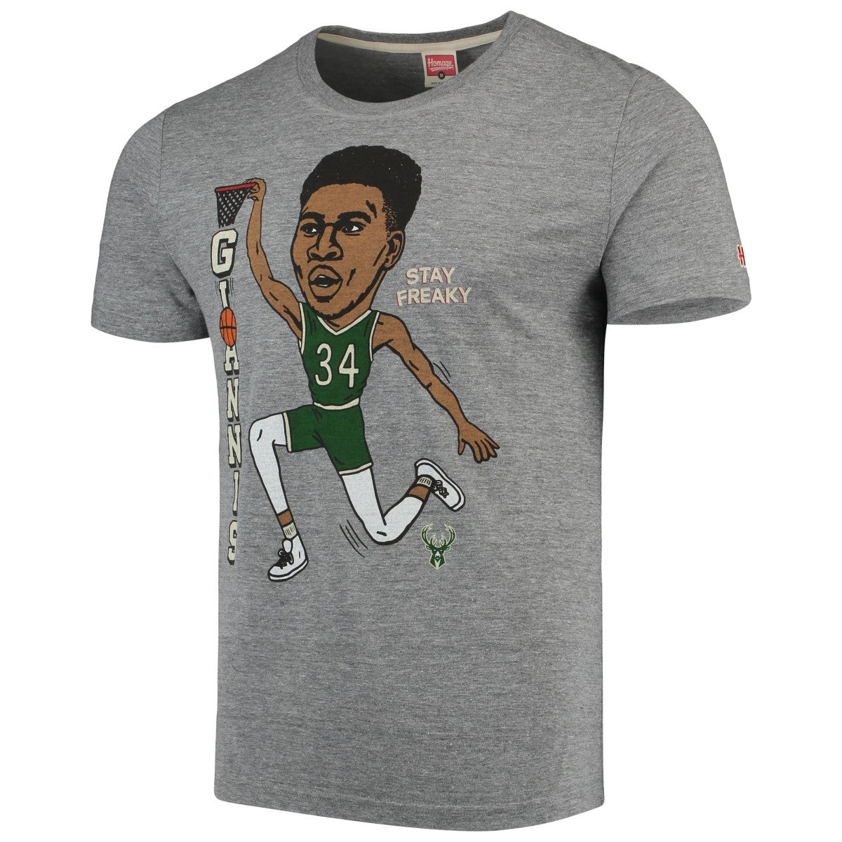 Giannis Antetokounmpo Milwaukee Bucks Player Graphic Tri-Blend T-Shirt Gray - NBA