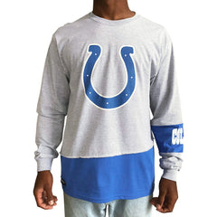 Indianapolis Colts Refried Apparel Sustainable Upcycled Angle Long Sleeve T-Shirt Gray/Royal | NFL