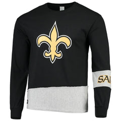 New Orleans Saints Refried Apparel Sustainable Upcycled Angle Long Sleeve T-Shirt Black/Gray | NFL