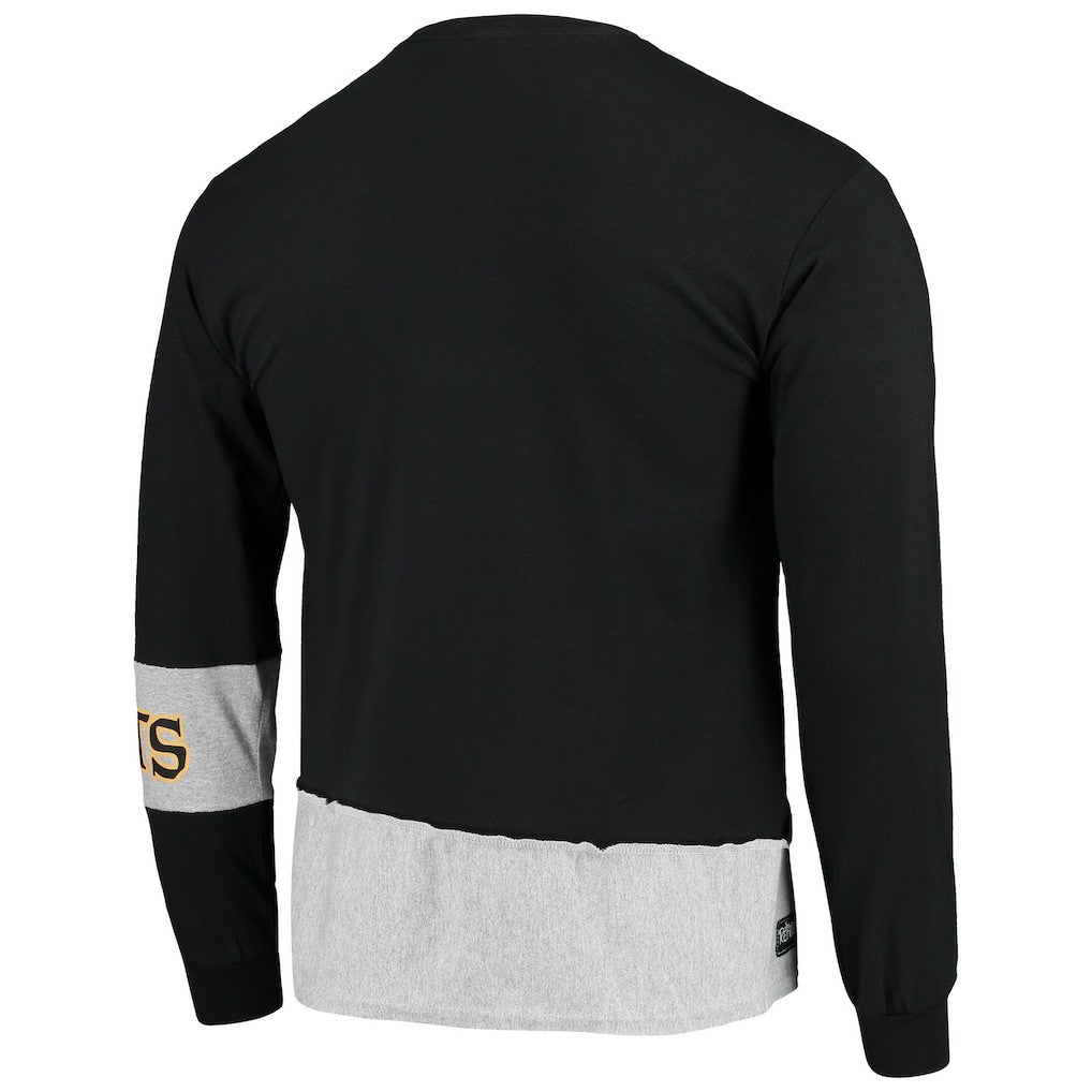 New Orleans Saints Refried Apparel Sustainable Upcycled Angle Long Sleeve T-Shirt Black/Gray | NFL