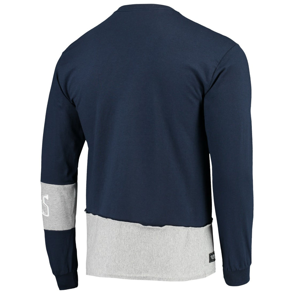 Tennessee Titans Refried Apparel Sustainable Upcycled Angle Long Sleeve T-Shirt Navy/Gray | NFL