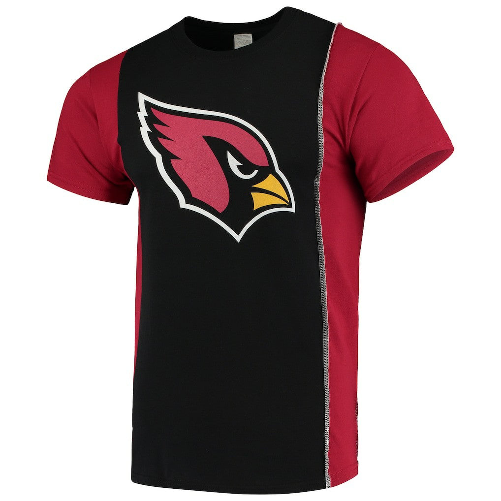 Arizona Cardinals Refried Apparel Sustainable Upcycled Split T-Shirt Black/Cardinal | NFL