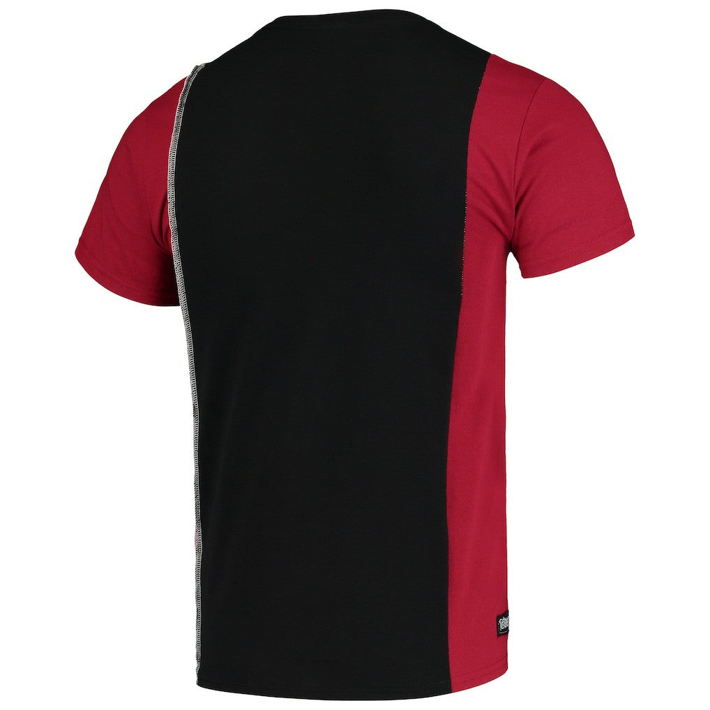 Arizona Cardinals Refried Apparel Sustainable Upcycled Split T-Shirt Black/Cardinal | NFL