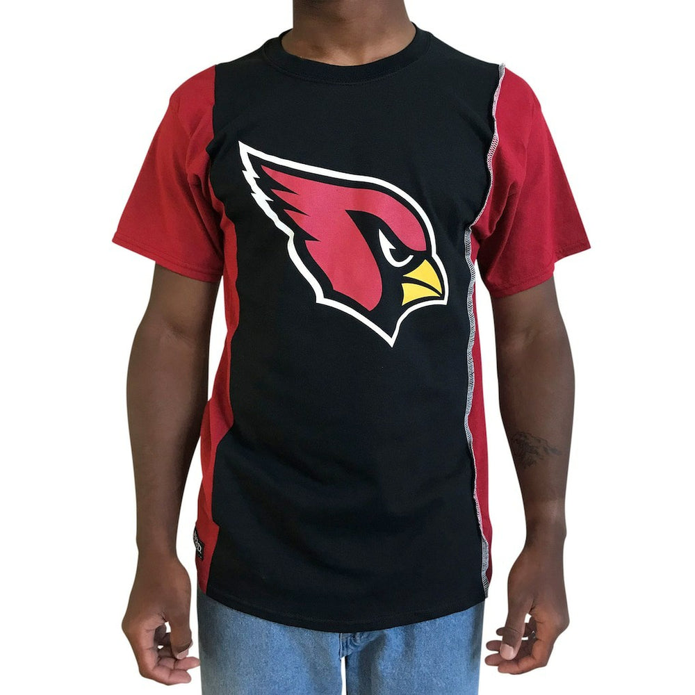Arizona Cardinals Refried Apparel Sustainable Upcycled Split T-Shirt Black/Cardinal | NFL