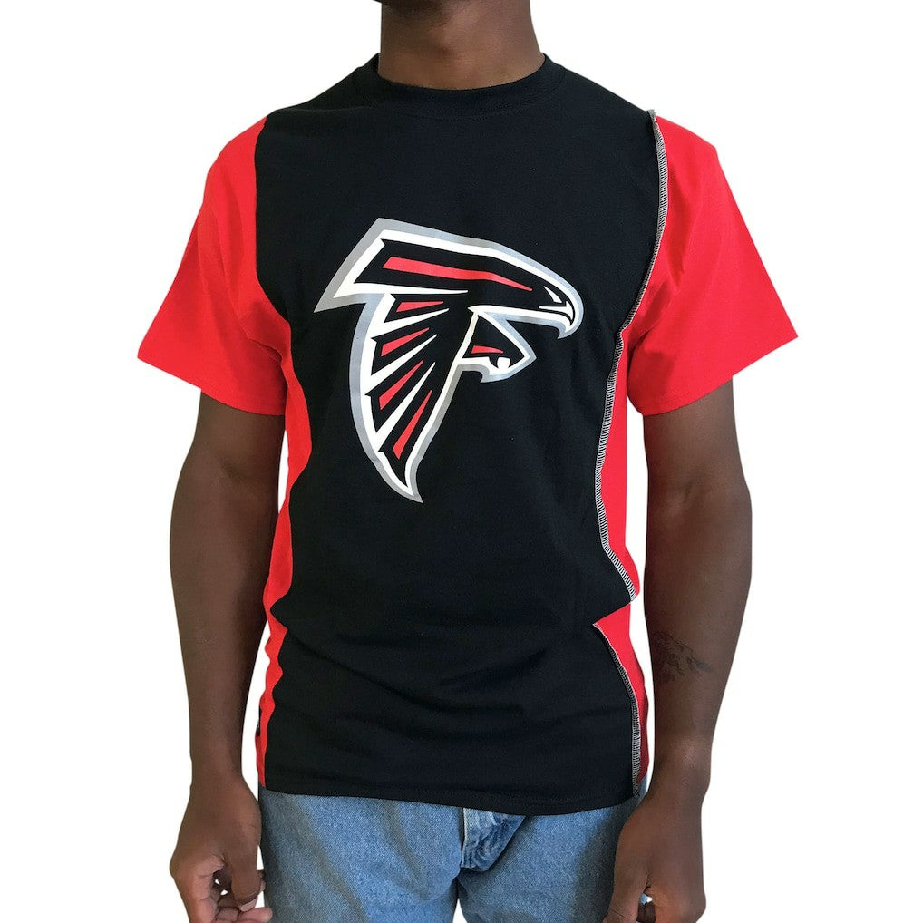 Atlanta Falcons Refried Apparel Sustainable Upcycled Split T-Shirt Black/Red | NFL