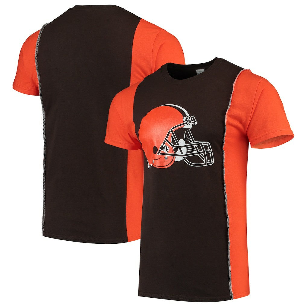Cleveland Browns Refried Apparel Sustainable Upcycled Split T-Shirt Brown/Orange | NFL