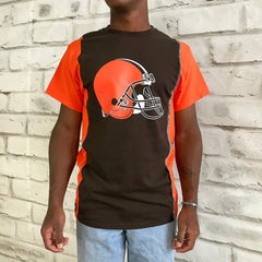 Cleveland Browns Refried Apparel Sustainable Upcycled Split T-Shirt Brown/Orange | NFL