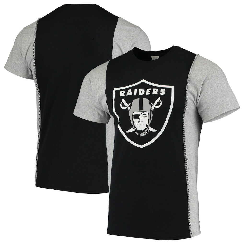 Las Vegas Raiders Refried Apparel Sustainable Upcycled Split T-Shirt Black/Silver | NFL