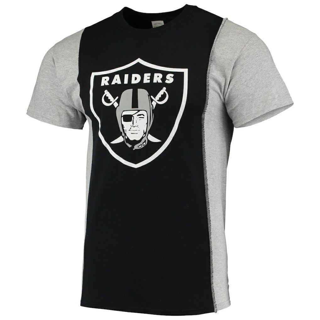 Las Vegas Raiders Refried Apparel Sustainable Upcycled Split T-Shirt Black/Silver | NFL