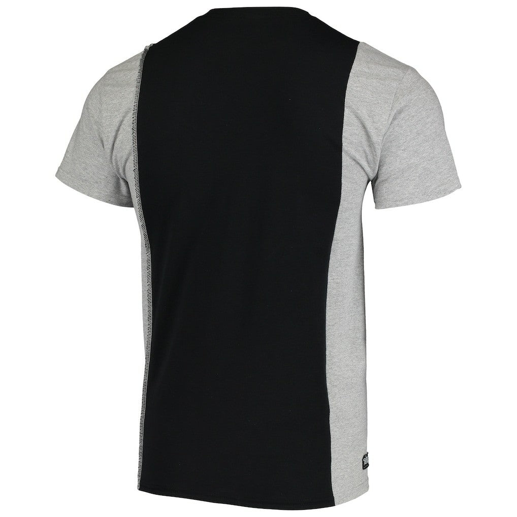 Las Vegas Raiders Refried Apparel Sustainable Upcycled Split T-Shirt Black/Silver | NFL