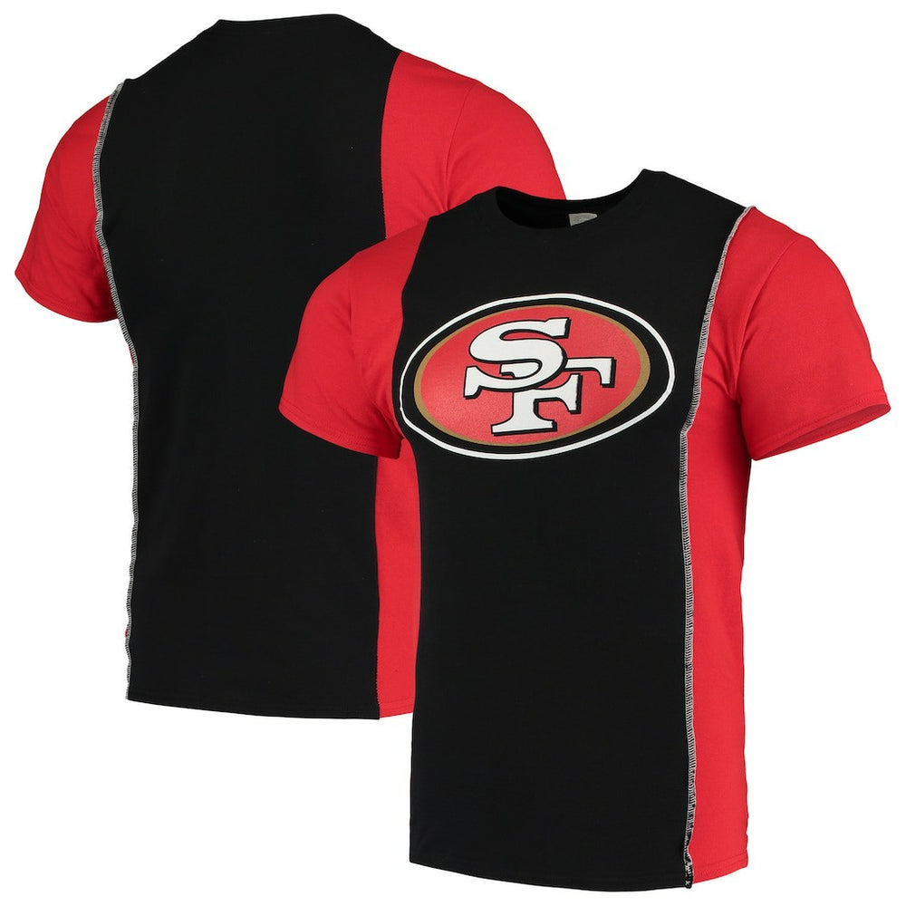 San Francisco 49ers Refried Apparel Sustainable Upcycled Split T-Shirt Black/Scarlet | NFL