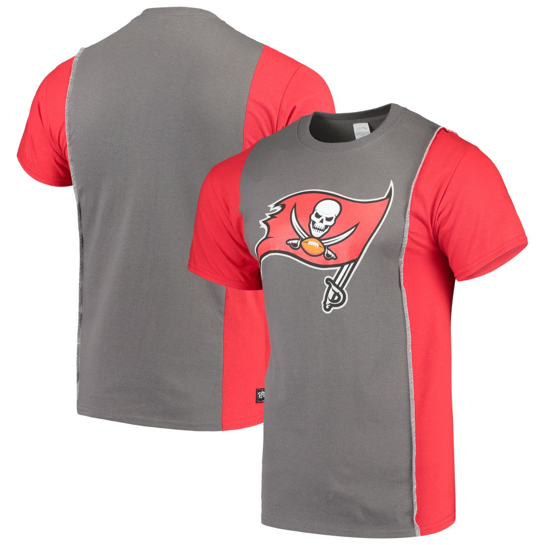 Tampa Bay Buccaneers Refried Apparel Sustainable Upcycled Split T-Shirt Pewter/Red | NFL