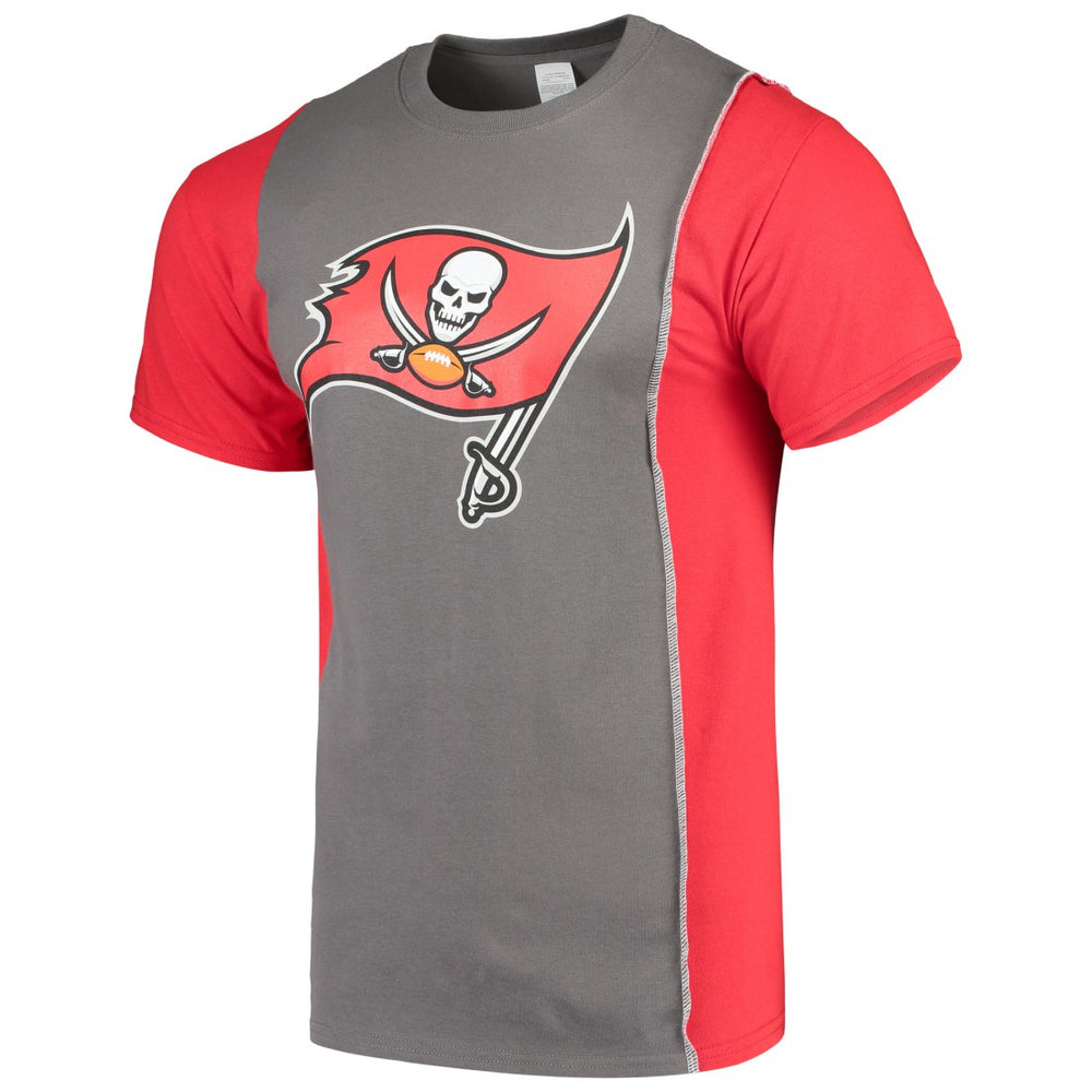 Tampa Bay Buccaneers Refried Apparel Sustainable Upcycled Split T-Shirt Pewter/Red | NFL