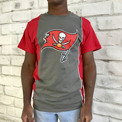 Tampa Bay Buccaneers Refried Apparel Sustainable Upcycled Split T-Shirt Pewter/Red | NFL