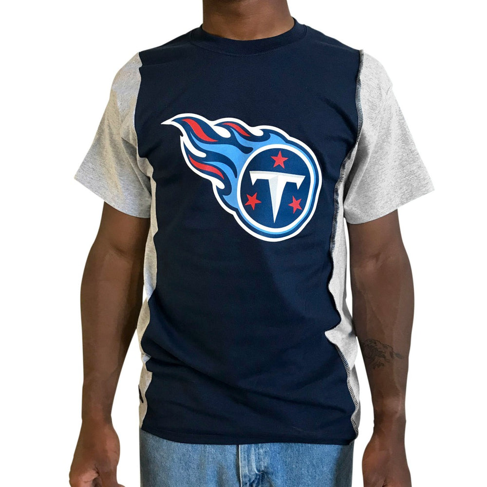 Tennessee Titans Refried Apparel Sustainable Upcycled Split T-Shirt Navy/Gray | NFL