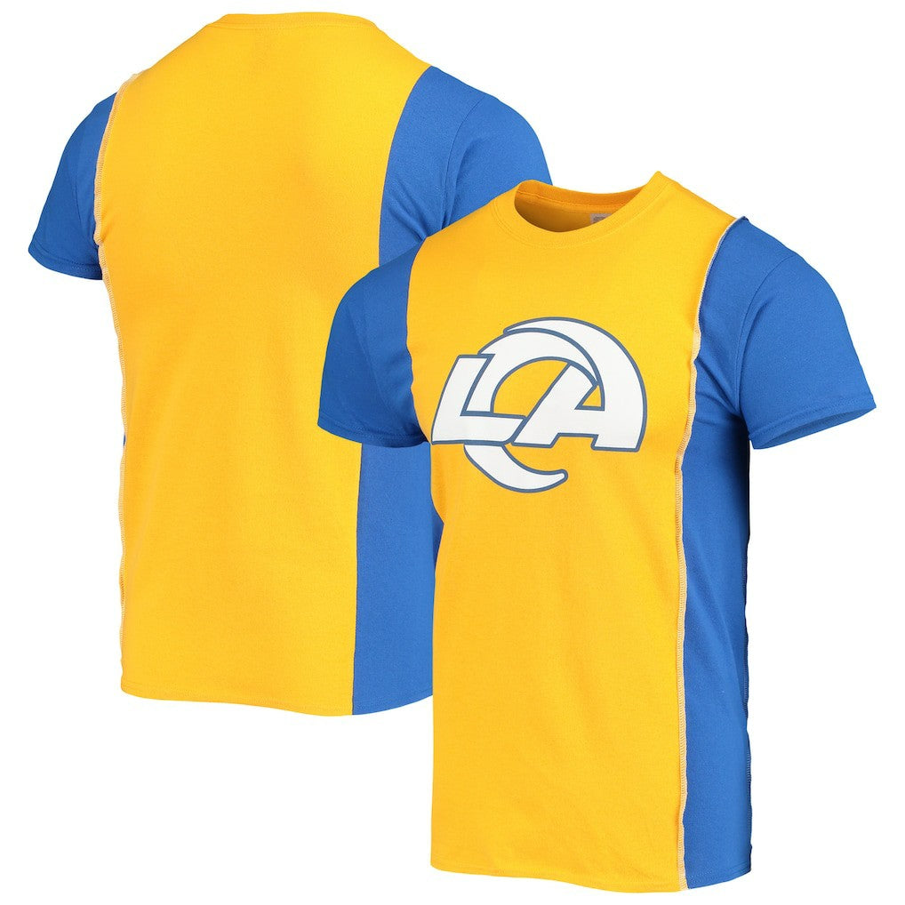 Los Angeles Rams Refried Apparel Sustainable Upcycled Split T-Shirt Gold/Royal | NFL