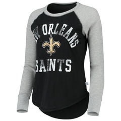 New Orleans Saints Touch Women's Waffle Raglan Lightweight Long Sleeve T-Shirt Black | NFL