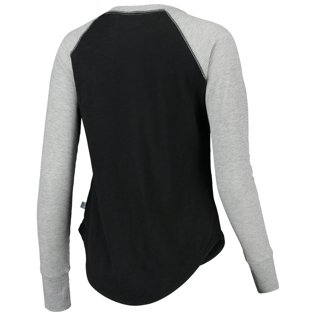 New Orleans Saints Touch Women's Waffle Raglan Lightweight Long Sleeve T-Shirt Black | NFL