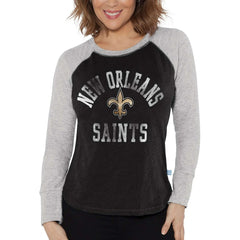 New Orleans Saints Touch Women's Waffle Raglan Lightweight Long Sleeve T-Shirt Black | NFL