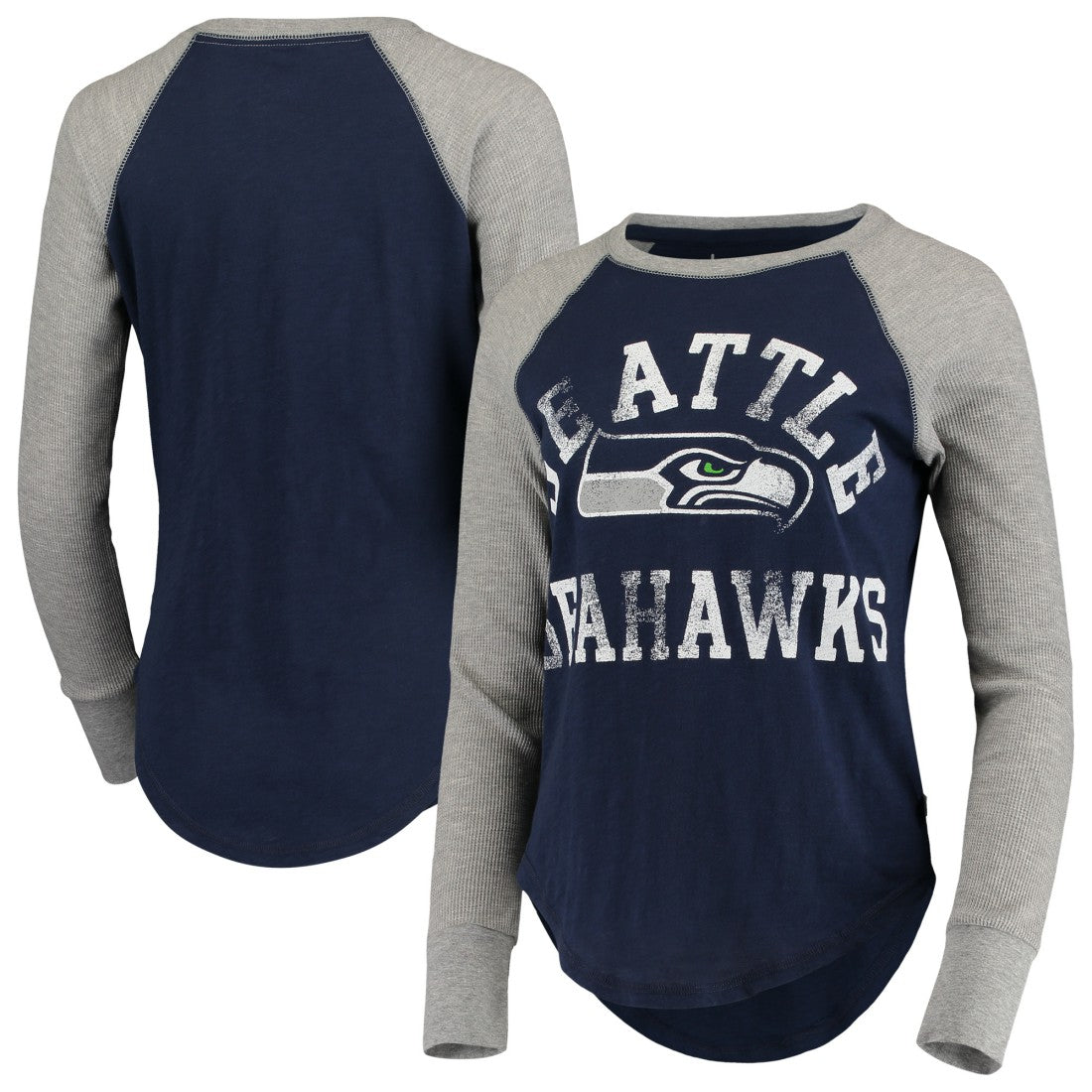 Seattle Seahawks Touch Women's Waffle Raglan Lightweight Long Sleeve T-Shirt College Navy | NFL