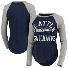 Seattle Seahawks Touch Women's Waffle Raglan Lightweight Long Sleeve T-Shirt College Navy | NFL