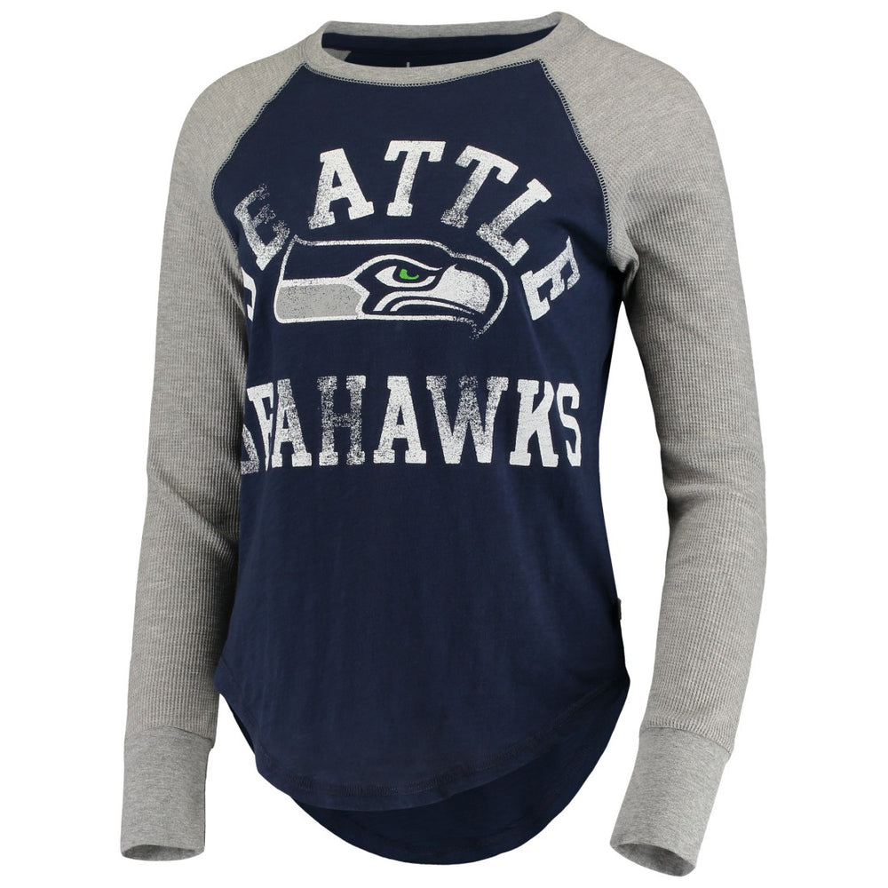 Seattle Seahawks Touch Women's Waffle Raglan Lightweight Long Sleeve T-Shirt College Navy | NFL