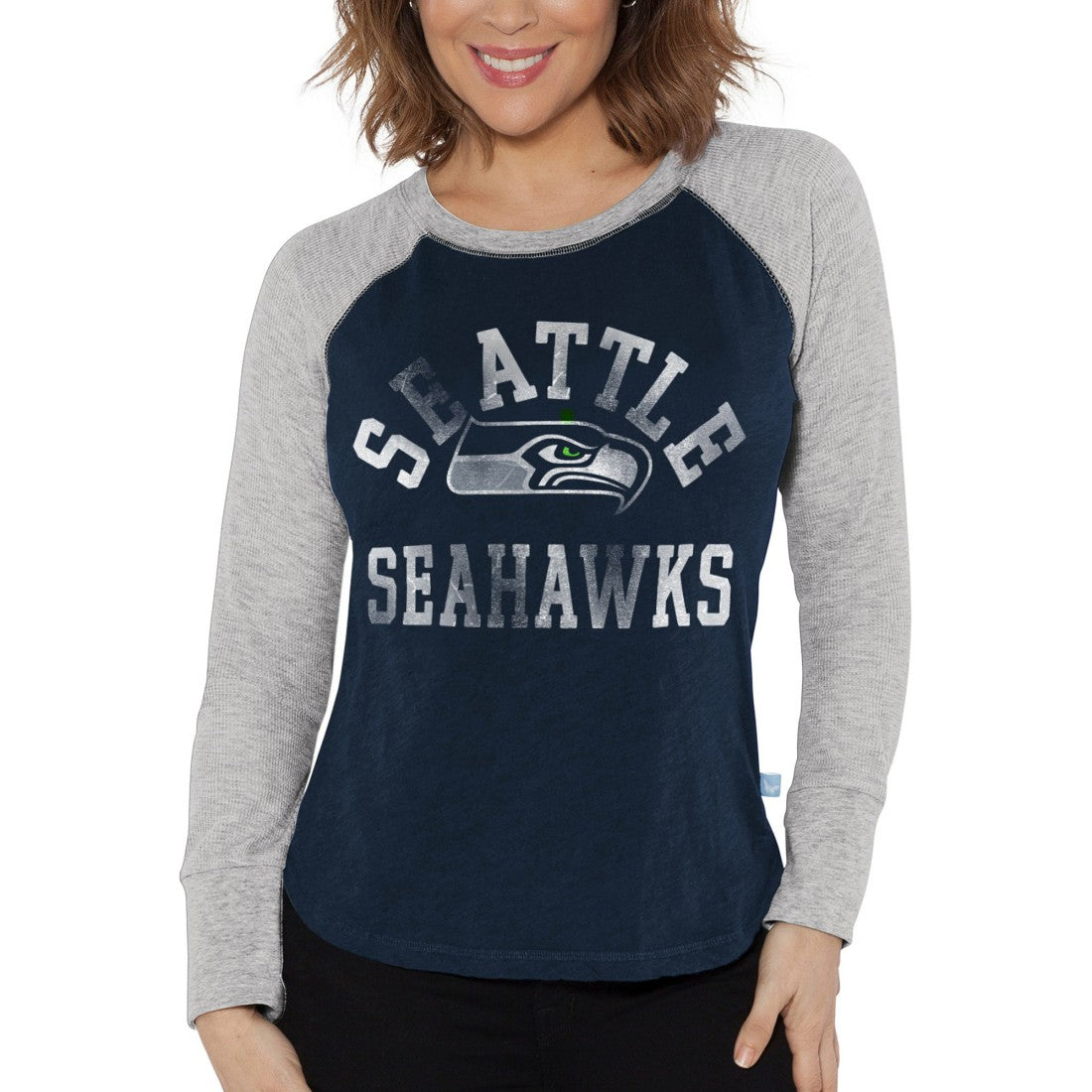Seattle Seahawks Touch Women's Waffle Raglan Lightweight Long Sleeve T-Shirt College Navy | NFL