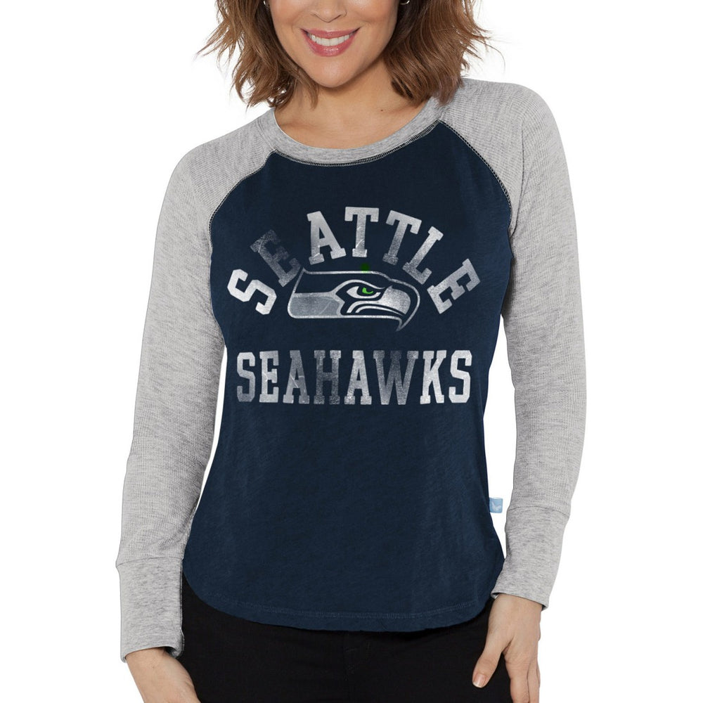 Seattle Seahawks Touch Women's Waffle Raglan Lightweight Long Sleeve T-Shirt College Navy | NFL