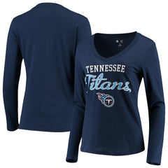 Tennessee Titans G-III 4Her by Carl Banks Women's Post Season Long Sleeve V-Neck T-Shirt Navy | NFL
