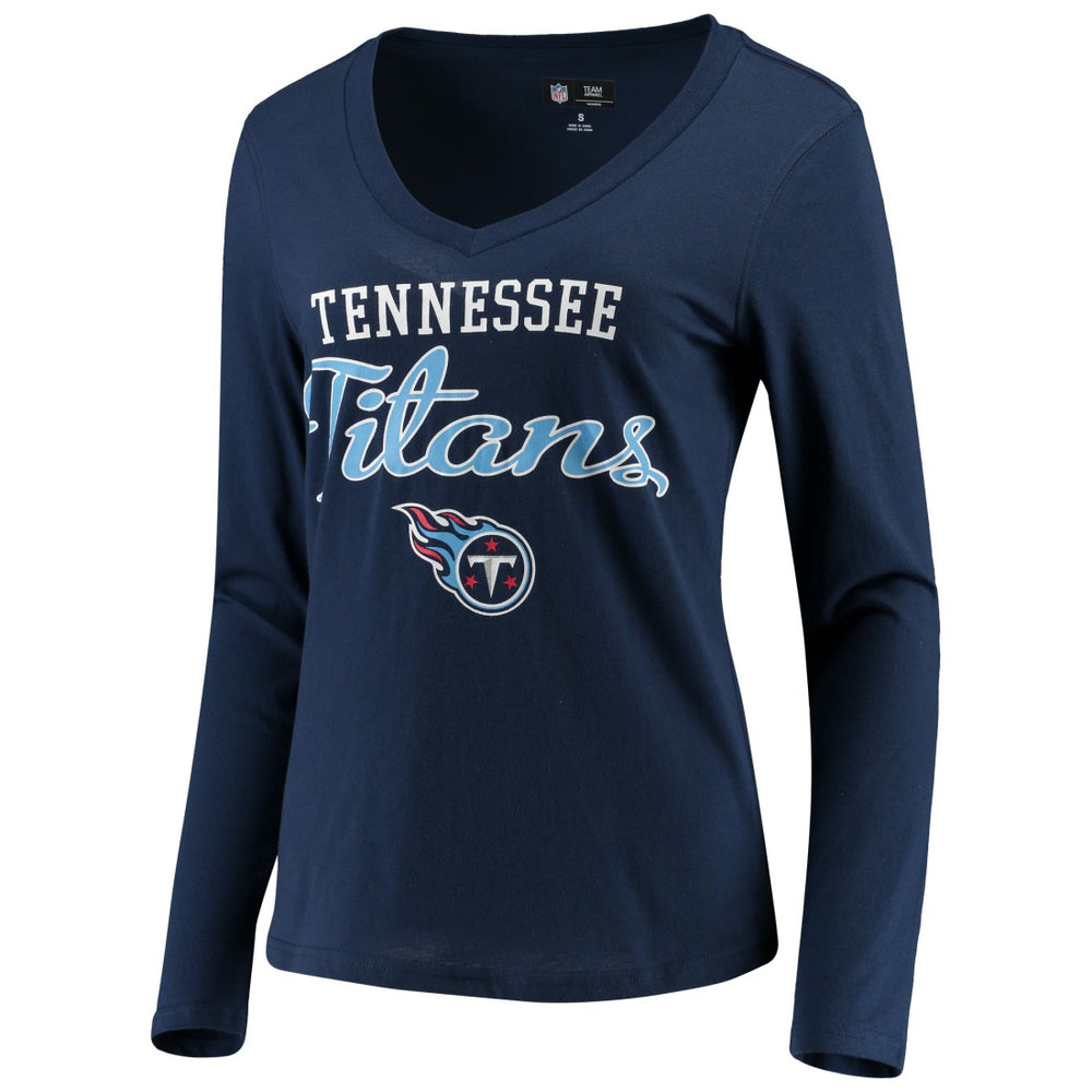 Tennessee Titans G-III 4Her by Carl Banks Women's Post Season Long Sleeve V-Neck T-Shirt Navy | NFL