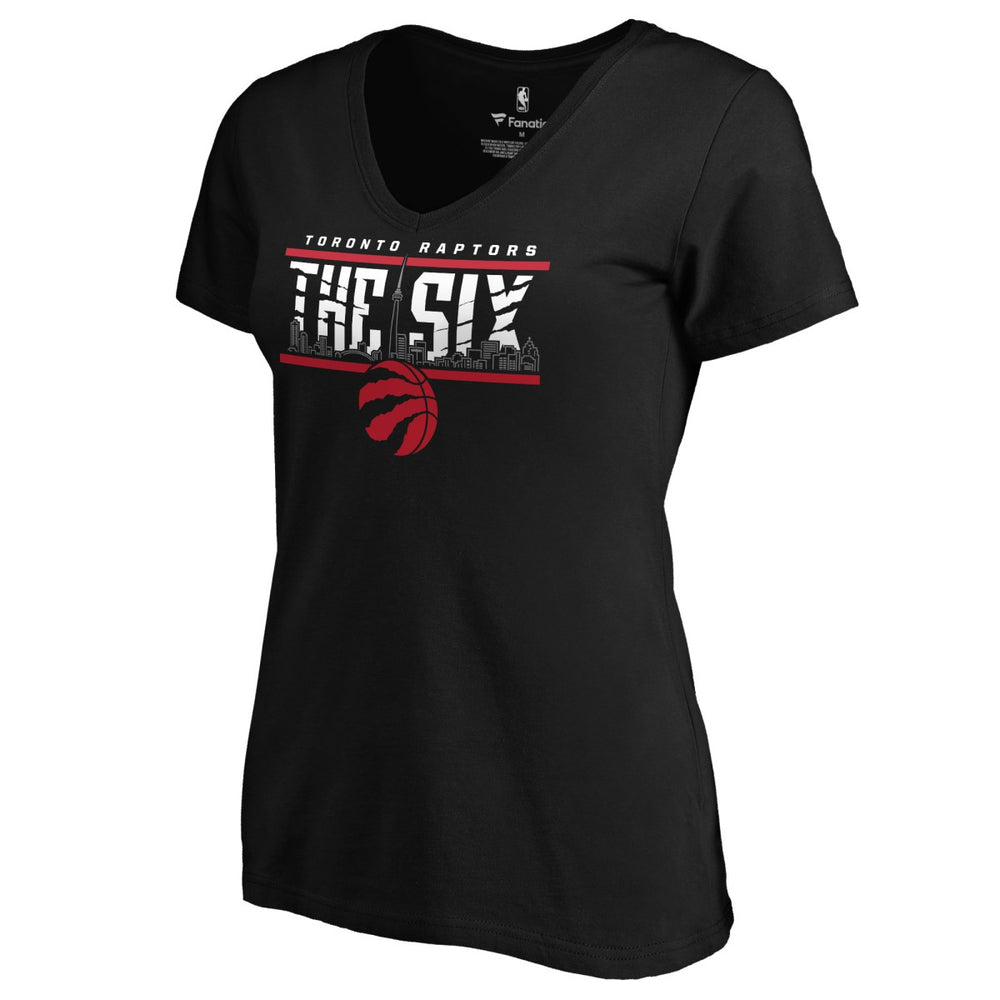 Toronto Raptors Women's Hometown Collection The Six V-Neck T-Shirt Black - NBA