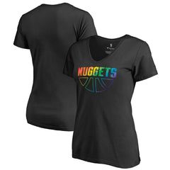 Denver Nuggets Women's Team Pride Wordmark V-Neck T-Shirt Black - NBA