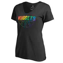 Denver Nuggets Women's Team Pride Wordmark V-Neck T-Shirt Black - NBA