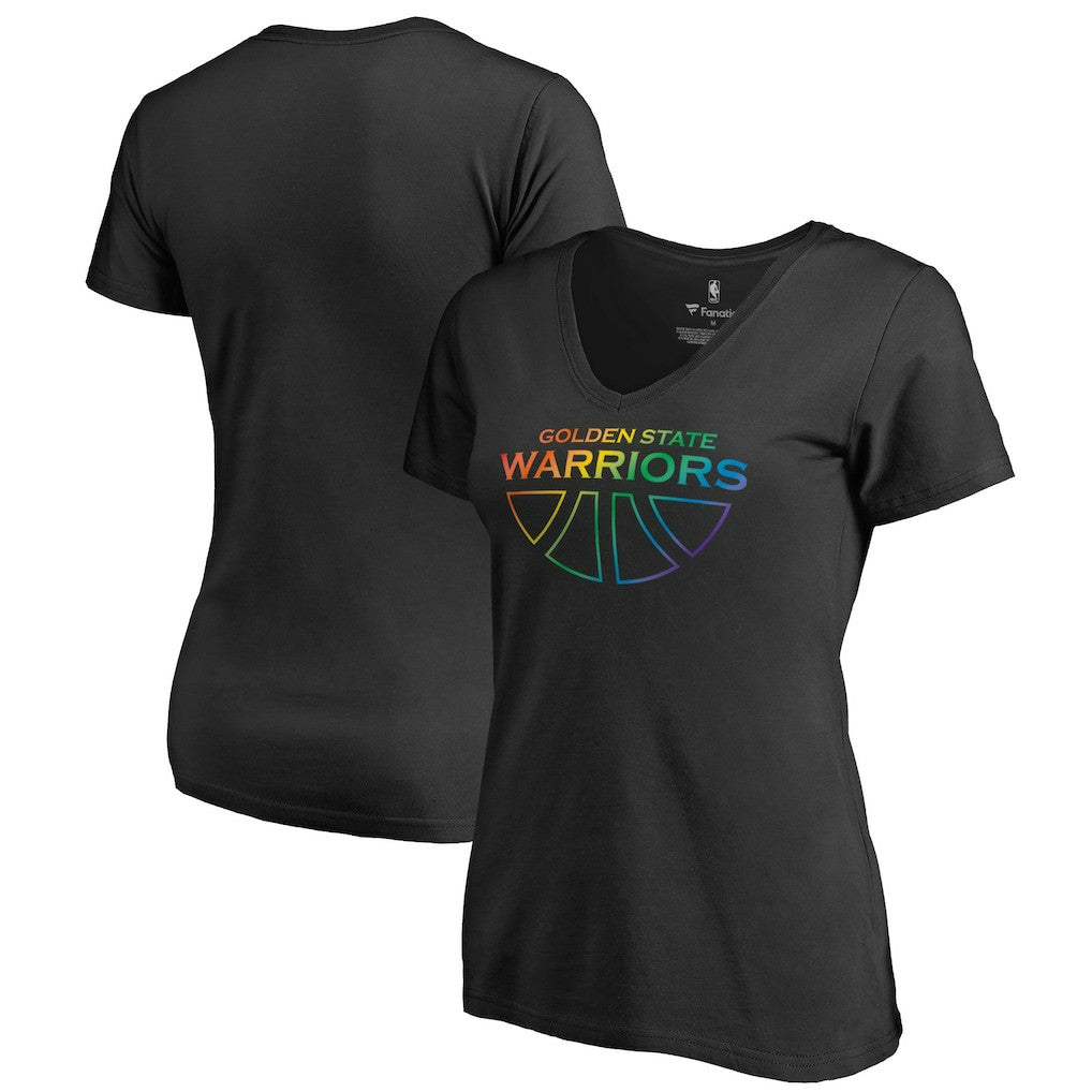 Golden State Warriors Women's Team Pride Wordmark V-Neck T-Shirt Black - NBA