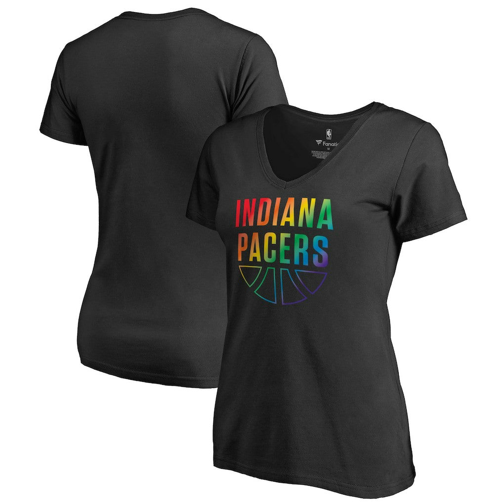 Indiana Pacers Women's Team Pride Wordmark V-Neck T-Shirt Black - NBA