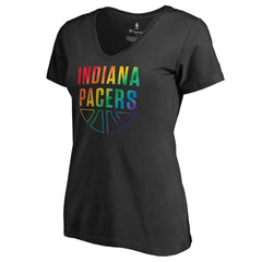 Indiana Pacers Women's Team Pride Wordmark V-Neck T-Shirt Black - NBA