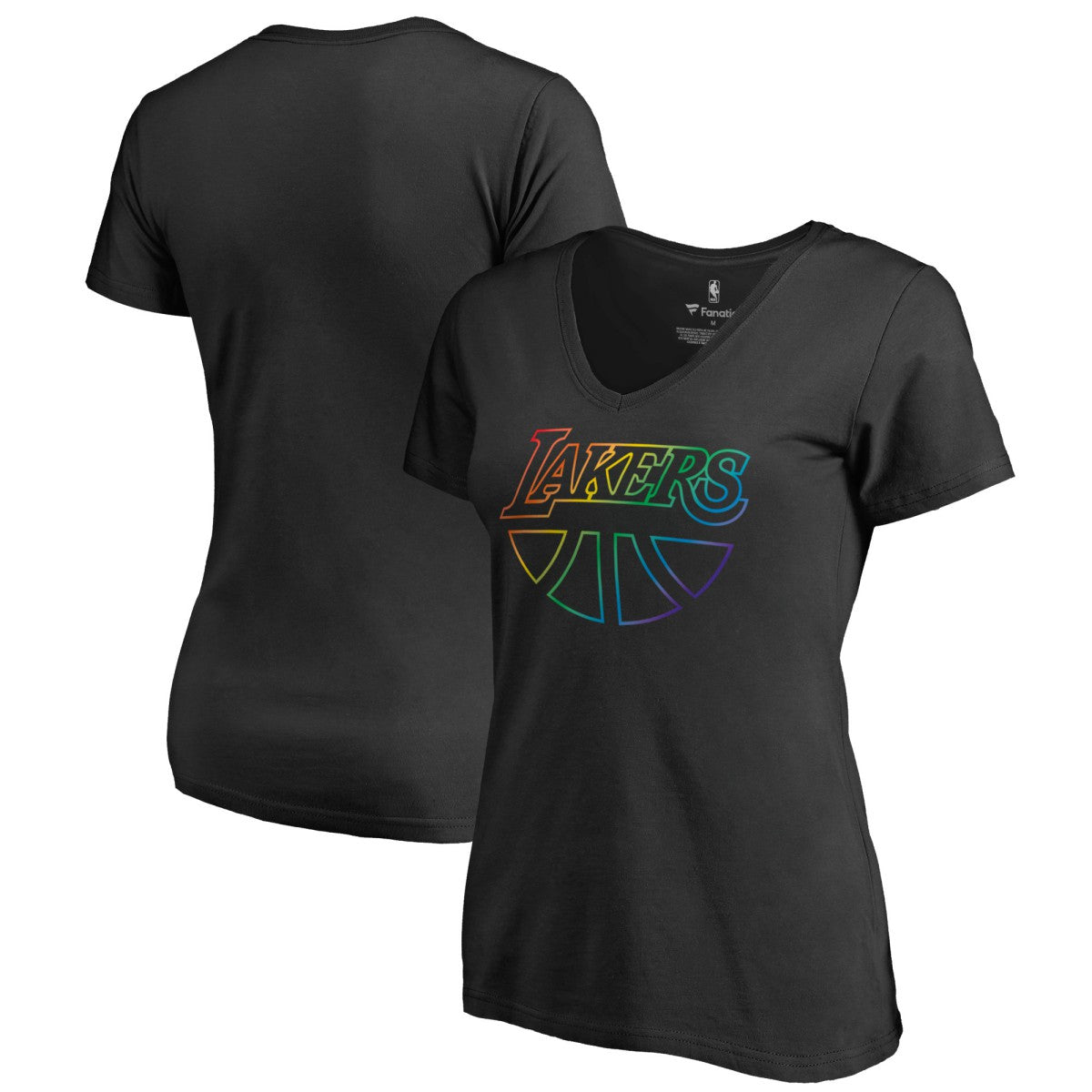 Los Angeles Lakers Women's Team Pride Wordmark V-Neck T-Shirt Black - NBA