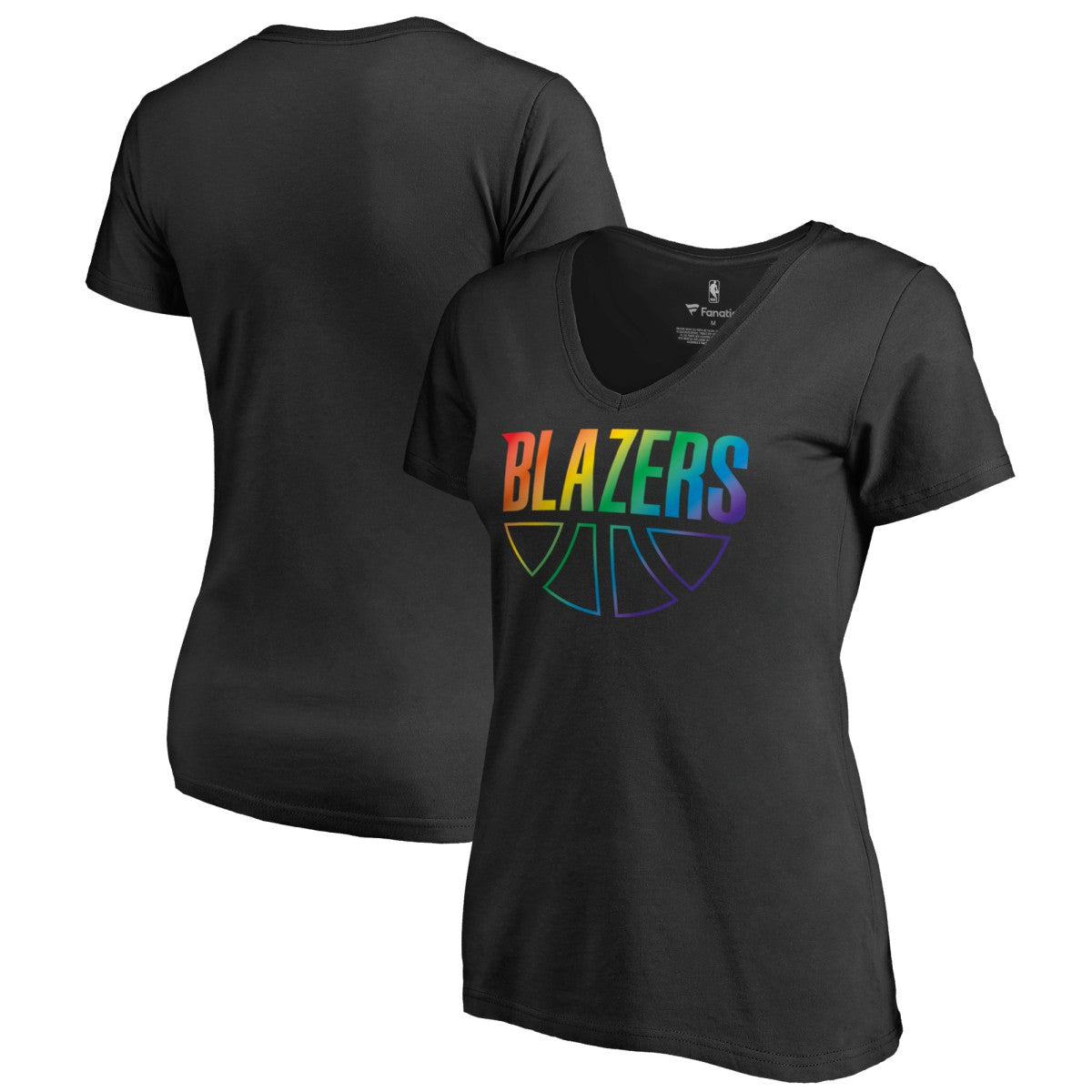 Portland Trail Blazers Women's Team Pride Wordmark V-Neck T-Shirt Black - NBA