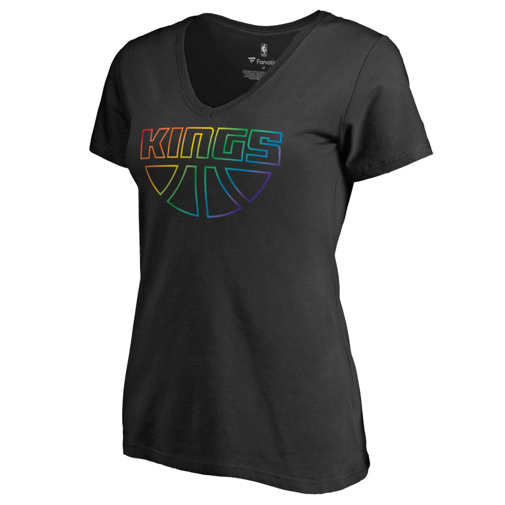Sacramento Kings Women's Team Pride Wordmark V-Neck T-Shirt Black - NBA