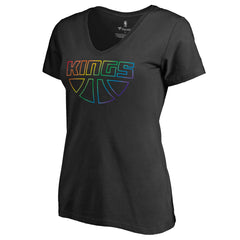 Sacramento Kings Women's Team Pride Wordmark V-Neck T-Shirt Black - NBA