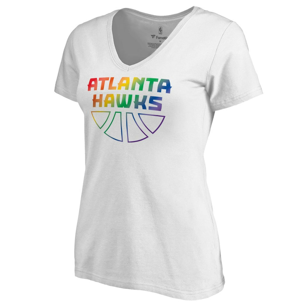 Atlanta Hawks Women's Team Pride Wordmark V-Neck T-Shirt White - NBA
