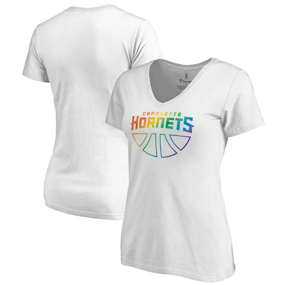 Charlotte Hornets Women's Team Pride Wordmark V-Neck T-Shirt White - NBA