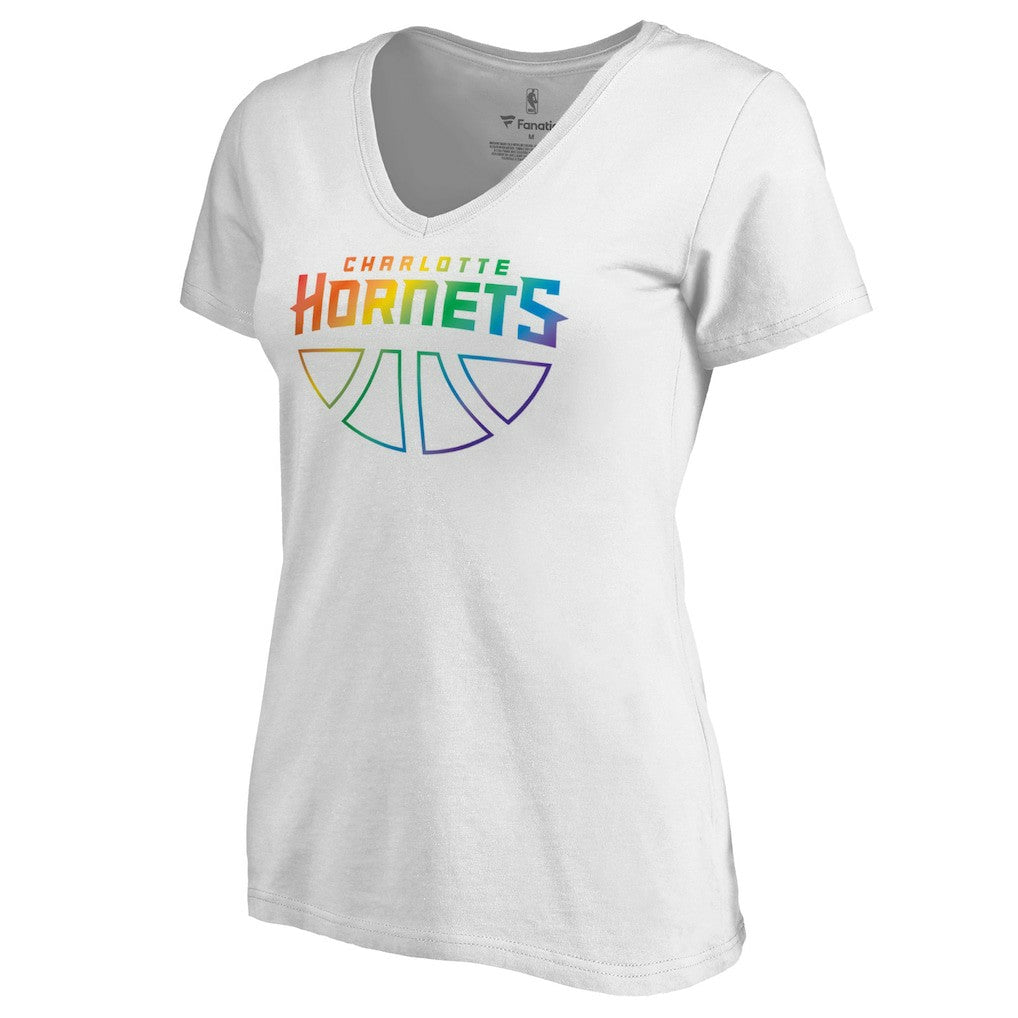 Charlotte Hornets Women's Team Pride Wordmark V-Neck T-Shirt White - NBA