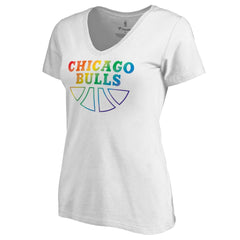Chicago Bulls Women's Team Pride Wordmark V-Neck T-Shirt White - NBA