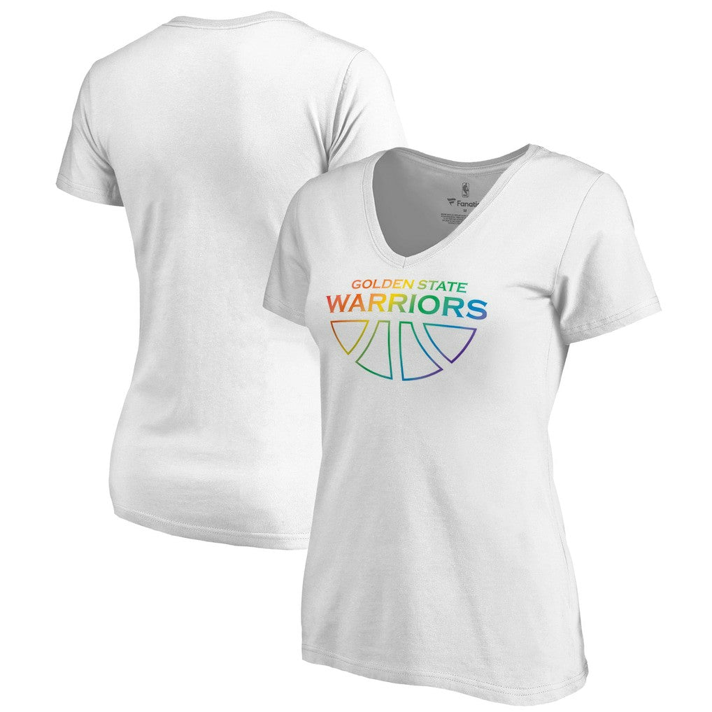 Golden State Warriors Women's Team Pride Wordmark V-Neck T-Shirt White - NBA