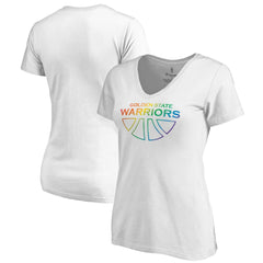 Golden State Warriors Women's Team Pride Wordmark V-Neck T-Shirt White - NBA