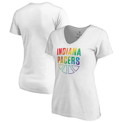 Indiana Pacers Women's Team Pride Wordmark V-Neck T-Shirt White - NBA